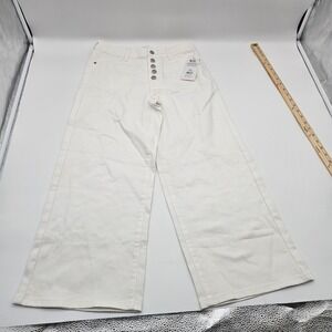 Time and Tru Womens Wide Leg Crop Jeans White Button Fly Size 4 TT15100131277